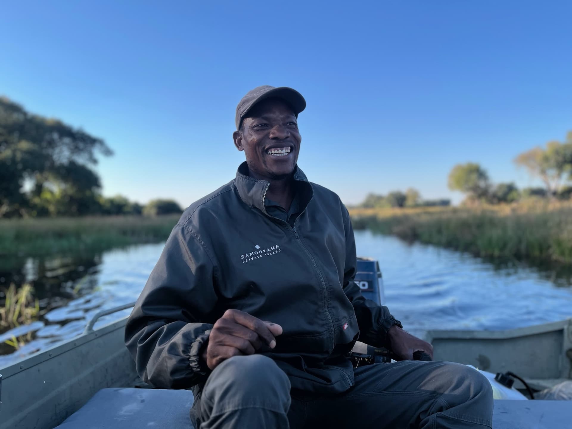 Local guide and skipper at Samonyana Private Island, Okavango Delta