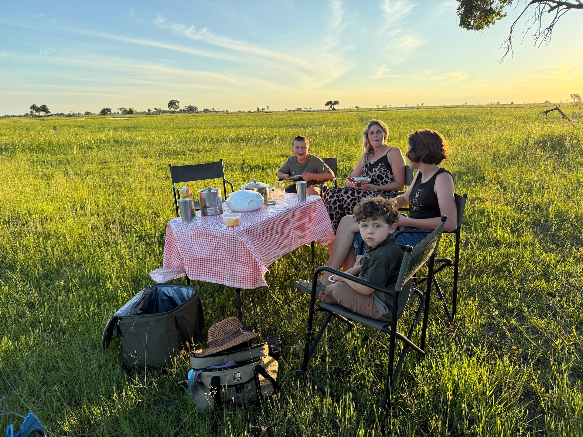 Camp dining area at Samonyana with views over the Okavango Delta